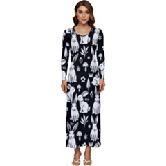 Easter Bunny Pattern Long Sleeve Longline Maxi Dress by Valentinaart