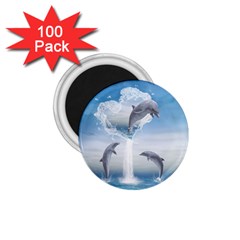 The Heart Of The Dolphins 1 75  Button Magnet (100 Pack) by gatterwe