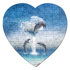 The Heart Of The Dolphins Jigsaw Puzzle (heart) by gatterwe