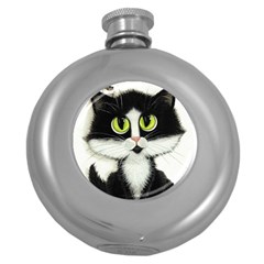 Tuxedo Cat By Bihrle Hip Flask (round) by AmyLynBihrle