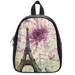 Purple Floral Vintage Paris Eiffel Tower Art School Bag (Small) Front