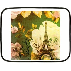 Floral Eiffel Tower Vintage French Paris Mini Fleece Blanket (two Sided) by chicelegantboutique