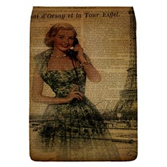 Retro Telephone Lady Vintage Newspaper Print Pin Up Girl Paris Eiffel Tower Removable Flap Cover (small) by chicelegantboutique