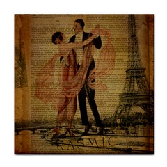 Vintage Paris Eiffel Tower Elegant Dancing Waltz Dance Couple  Face Towel by chicelegantboutique