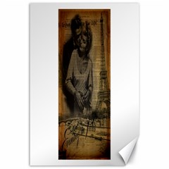 Romantic Kissing Couple Love Vintage Paris Eiffel Tower Canvas 24  X 36  (unframed) by chicelegantboutique