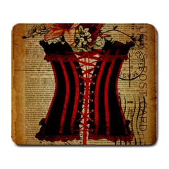 Black Red Corset Vintage Lily Floral Shabby Chic French Art Large Mouse Pad (rectangle) by chicelegantboutique