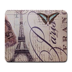 Vintage Scripts Floral Scripts Butterfly Eiffel Tower Vintage Paris Fashion Large Mouse Pad (rectangle) by chicelegantboutique