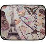 French Pastry Vintage Scripts Floral Scripts Butterfly Eiffel Tower Vintage Paris Fashion Mini Fleece Blanket (Two Sided) 35 x27  Blanket Back