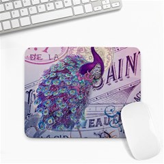 French Scripts  Purple Peacock Floral Paris Decor Small Mouse Pad (rectangle) by chicelegantboutique