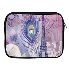 Peacock Feather White Rose Paris Eiffel Tower Apple Ipad 2/3/4 Zipper Case by chicelegantboutique