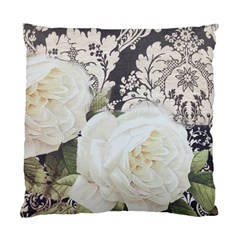 Elegant White Rose Vintage Damask Cushion Case (two Sided)  by chicelegantboutique