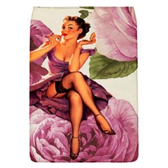 Cute Purple Dress Pin Up Girl Pink Rose Floral Art Removable Flap Cover (small) by chicelegantboutique