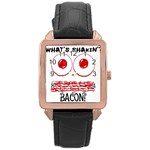 Whats Shakin Bacon? Rose Gold Leather Watch  Front