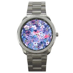 Spring Flowers Blue Sport Metal Watch by ImpressiveMoments