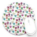 Happy Owls 8  Mouse Pad (Round) Front