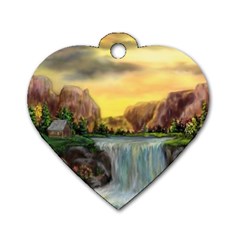 Brentons Waterfall - Ave Hurley - Artrave - Dog Tag Heart (two Sided) by ArtRave2