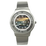  Bridget s Lighthouse   by Ave Hurley of ArtRevu ~ Stainless Steel Watch Front