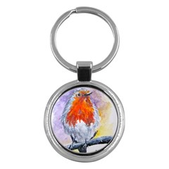 Robin Red Breast Key Chain (round) by ArtByThree