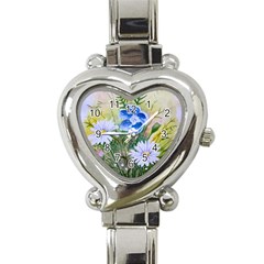 Meadow Flowers Heart Italian Charm Watch  by ArtByThree