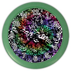 Urock Musicians Twisted Rainbow Notes  Wall Clock (color) by UROCKtheWorldDesign