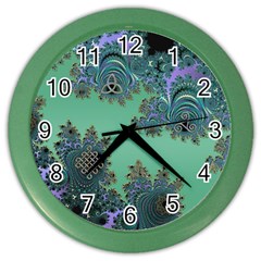 Celtic Symbolic Fractal Design In Green Wall Clock (color) by UROCKtheWorldDesign