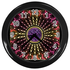 Hot Lavender Celtic Fractal Framed Mandala Wall Clock (black) by UROCKtheWorldDesign