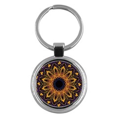 Yellow Purple Lotus Mandala Key Chain (round) by Zandiepants