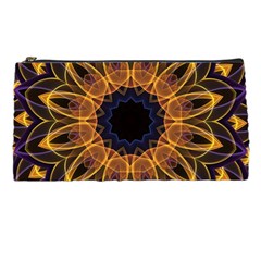 Yellow Purple Lotus Mandala Pencil Case by Zandiepants