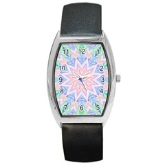 Soft Rainbow Star Mandala Tonneau Leather Watch by Zandiepants