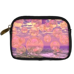 Glorious Skies, Abstract Pink And Yellow Dream Digital Camera Leather Case by DianeClancy