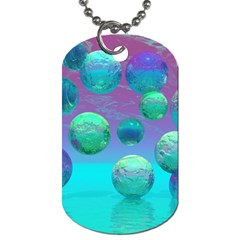 Ocean Dreams, Abstract Aqua Violet Ocean Fantasy Dog Tag (one Sided) by DianeClancy