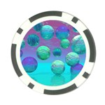 Ocean Dreams, Abstract Aqua Violet Ocean Fantasy Poker Chip Front