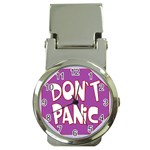 Purple Don t Panic Sign Money Clip with Watch Front