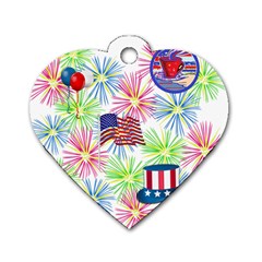 Patriot Fireworks Dog Tag Heart (one Sided)  by StuffOrSomething