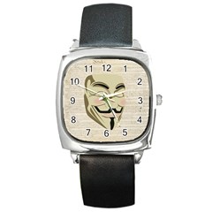 We The Anonymous People Square Leather Watch by StuffOrSomething