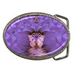 Artsy Purple Awareness Butterfly Belt Buckle (oval) by FunWithFibro