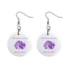 Fms Awareness 2014 Mini Button Earrings by FunWithFibro