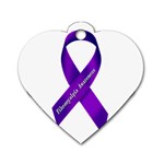 Fibro Awareness Ribbon Dog Tag Heart (One Sided)  Front