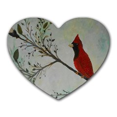 Sweet Red Cardinal Mouse Pad (heart) by rokinronda