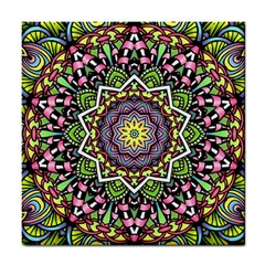 Psychedelic Leaves Mandala Ceramic Tile by Zandiepants