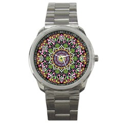 Psychedelic Leaves Mandala Sport Metal Watch by Zandiepants