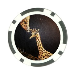 Baby Giraffe And Mom Under The Moon Poker Chip by rokinronda