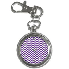 Purple And White Zigzag Pattern Key Chain Watch by Zandiepants