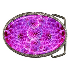 Purple Dahlias Belt Buckle (oval) by FunWithFibro