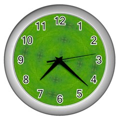 Go Green Kaleidoscope Wall Clock (silver) by Fractalsandkaleidoscopes