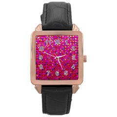 Polka Dot Sparkley Jewels 1 Rose Gold Leather Watch  by MedusArt