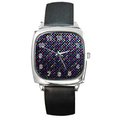 Polka Dot Sparkley Jewels 2 Square Leather Watch by MedusArt