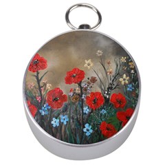 Poppy Garden Silver Compass by rokinronda