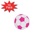 Soccer Ball Pink 1  Mini Button (10 pack) Front