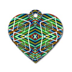 Colorful Geometric Abstract Pattern Dog Tag Heart (two Sided) by dflcprints